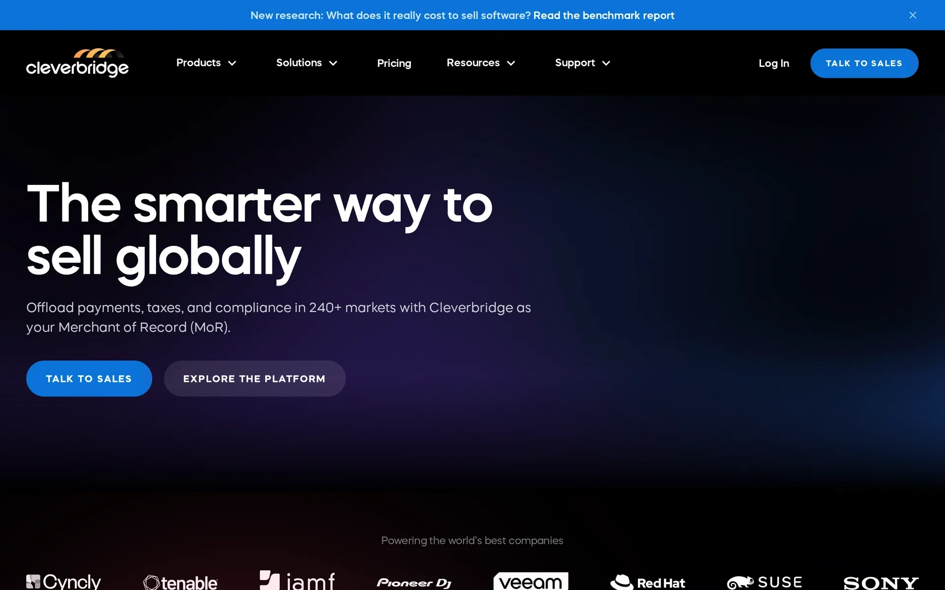 Cleverbridge merchant-of-record homepage for global software payments, taxes and compliance