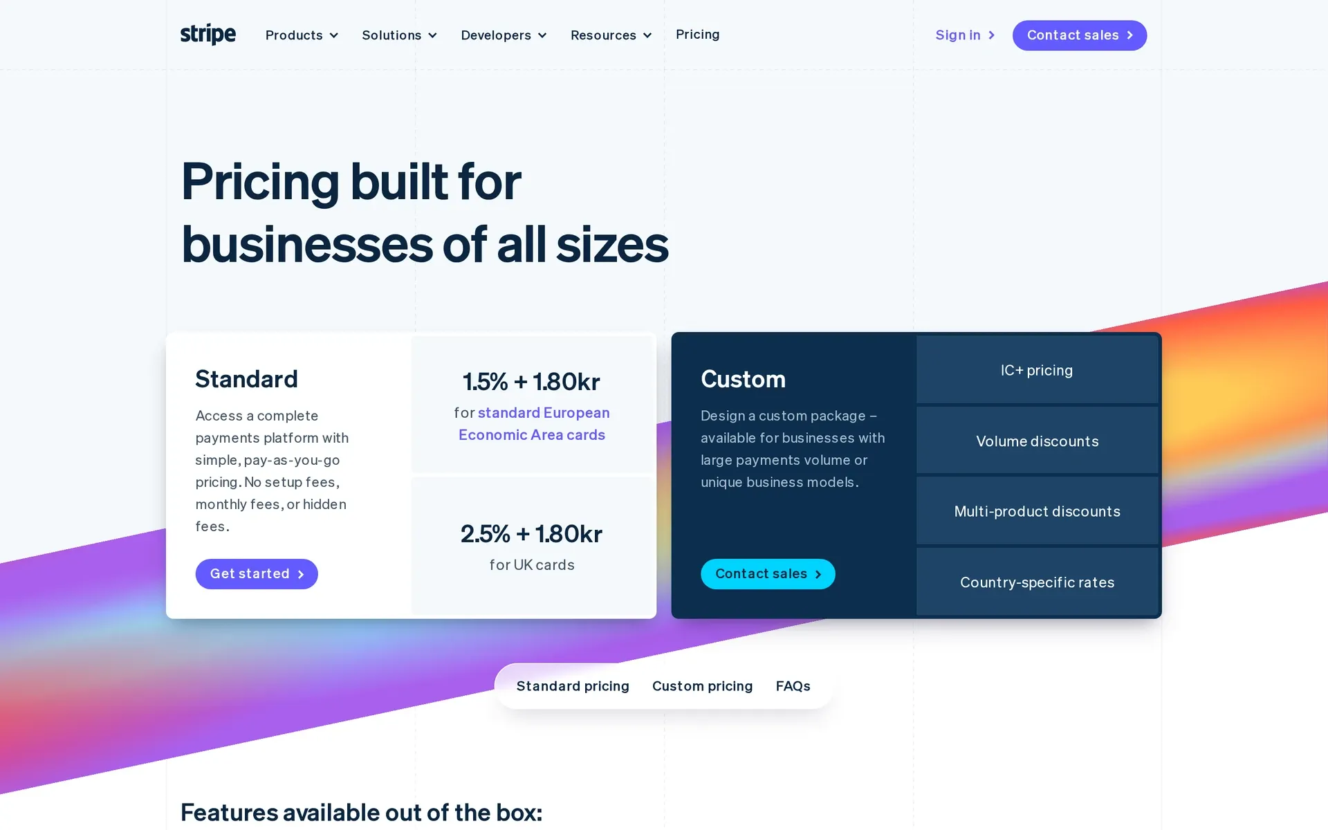 Stripe Managed Payments pricing highlighting its additional fee on top of payment processing